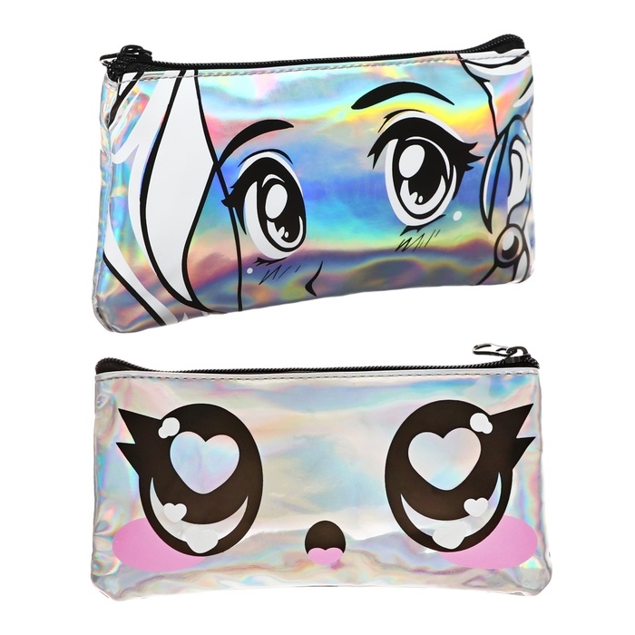 Пенал мягкий 1 отделение, 115х220, плоский, для девочки, серебряный, Seventeen Пенал мягкий 1 отделение, 115х220, плоский, для девочки, серебряный, Seventeen