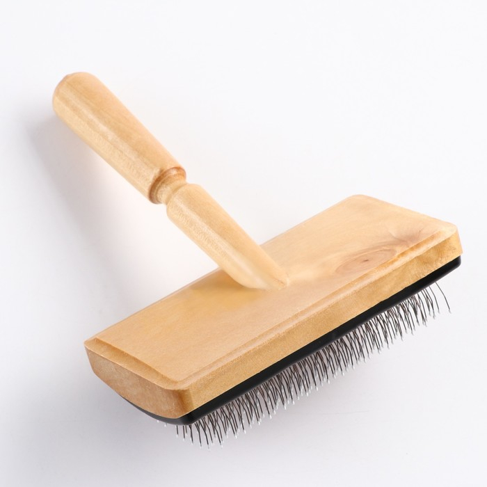 Щётка - пуходёрка деревянная  Щётка - пуходёрка деревянная "Премиум" широкая с каплями, основание 120 х 60 мм