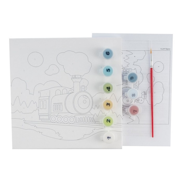 Картина по номерам детская «Паровоз», холст на подрамнике, 20 × 20 см Картина по номерам детская «Паровоз», холст на подрамнике, 20 × 20 см
