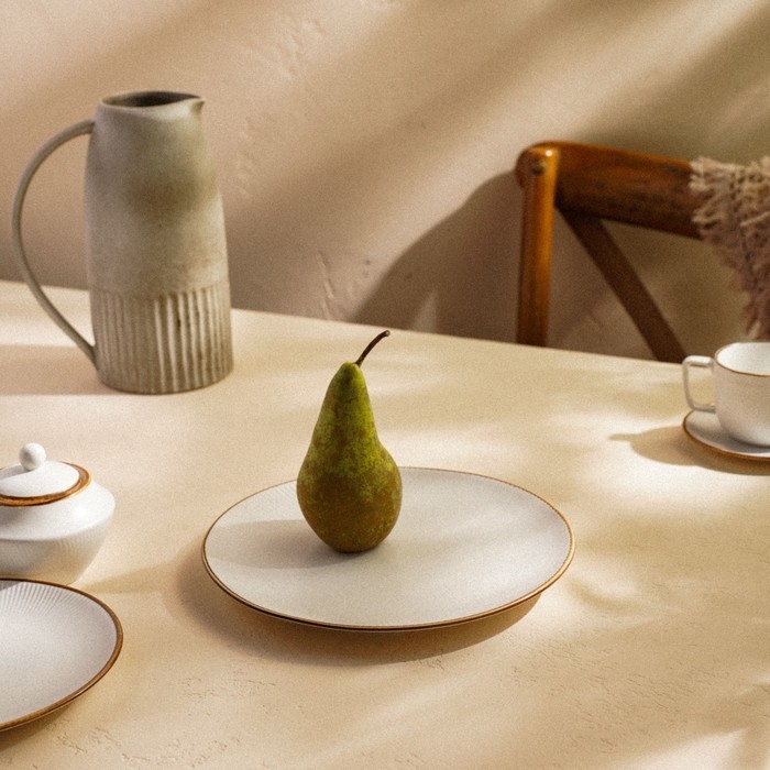 Тарелка обеденная фарфоровая SL Home «Волна в камне», d=25,5 см, цвет белый