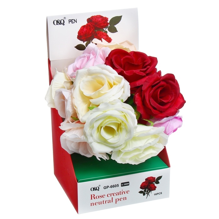 Ручка гелевая-прикол Ручка гелевая-прикол "Большая роза", штрихкод на штуке, микс