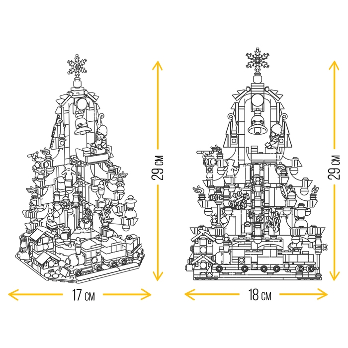 Конструктор «Новогодняя елочка», 850 деталей, с гирляндой Конструктор «Новогодняя елочка», 850 деталей, с гирляндой