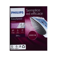 Утюг Philips GC1740/20, антипригарная подошва, 2000 Вт, 25 г/мин, 220 мл, бело-голубой