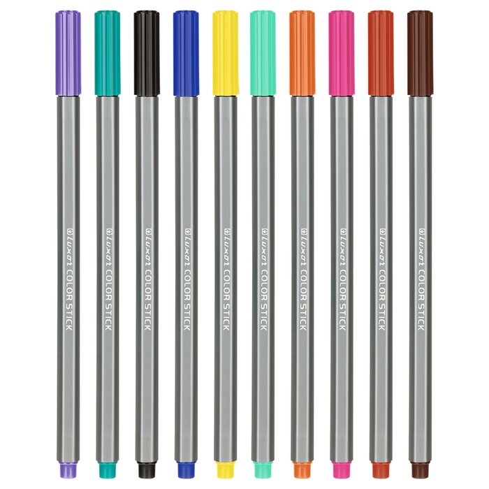 Фломастеры 10 цветов Luxor Color Stick Фломастеры 10 цветов Luxor Color Stick", смываемые, ПВХ, с европодвесом