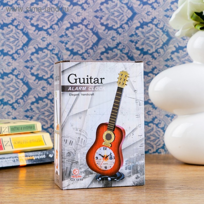 Часы настольные будильник  Часы настольные будильник "Гитара", циферблат d-5.5 см, 21.5 х 8.5 см