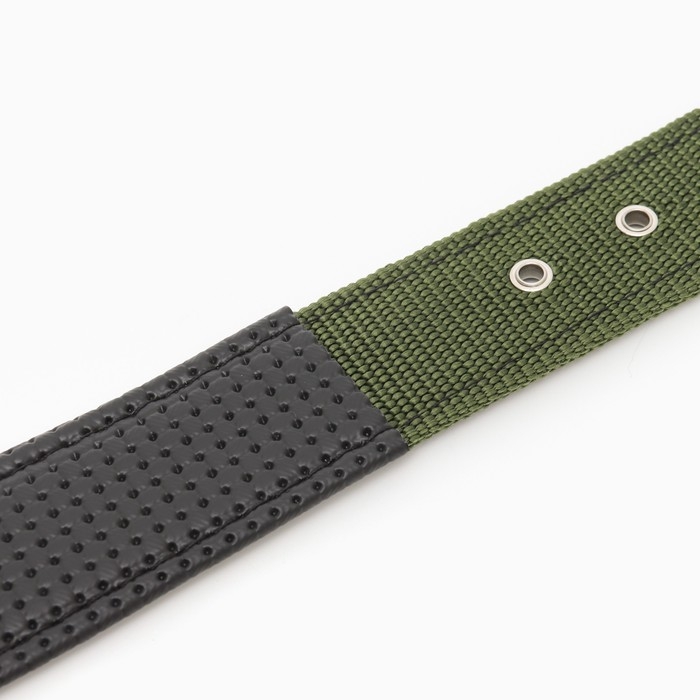 Ошейник  Ошейник "Комфорт" комбинированный (полиэстер, искус. кожа), 70 х 4 см, ОШ 48-58 см, тёмно-зел