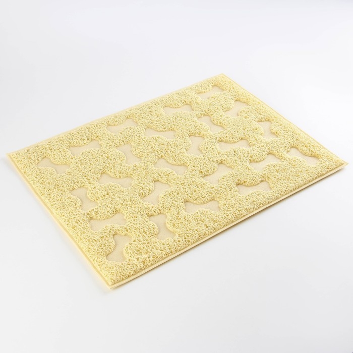 Коврик универсальный под миску и лоток «Косточки», 30х40 см, бежевый Коврик универсальный под миску и лоток «Косточки», 30х40 см, бежевый