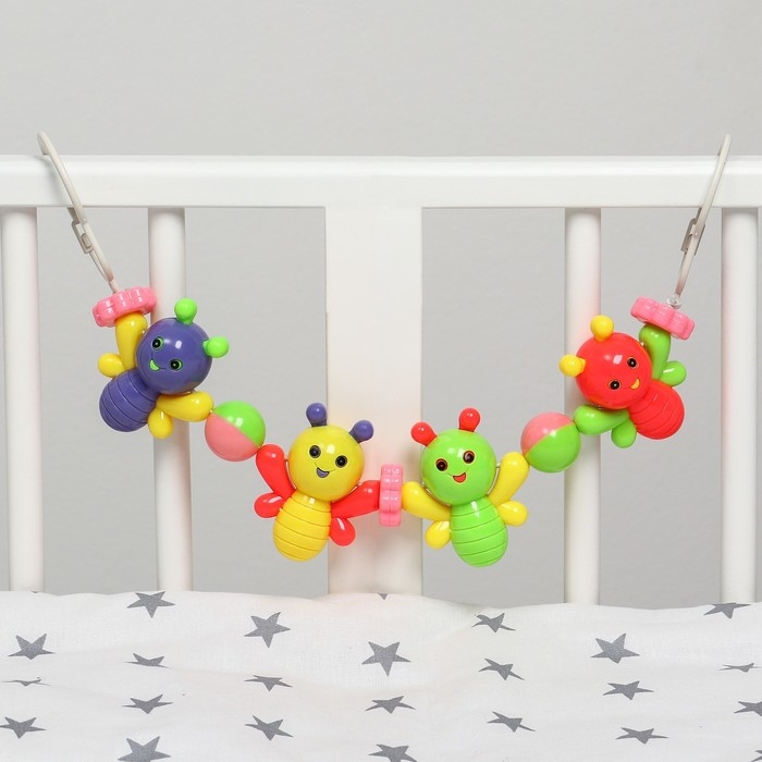 Растяжка на коляску/кроватку «Веселые бабочки», 4 игрушки, Крошка Я Растяжка на коляску/кроватку «Веселые бабочки», 4 игрушки, Крошка Я