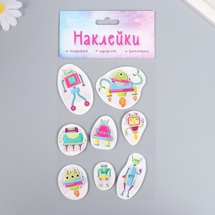 Наклейка картон 2 слоя Наклейка картон 2 слоя "Роботы" 17х12 см