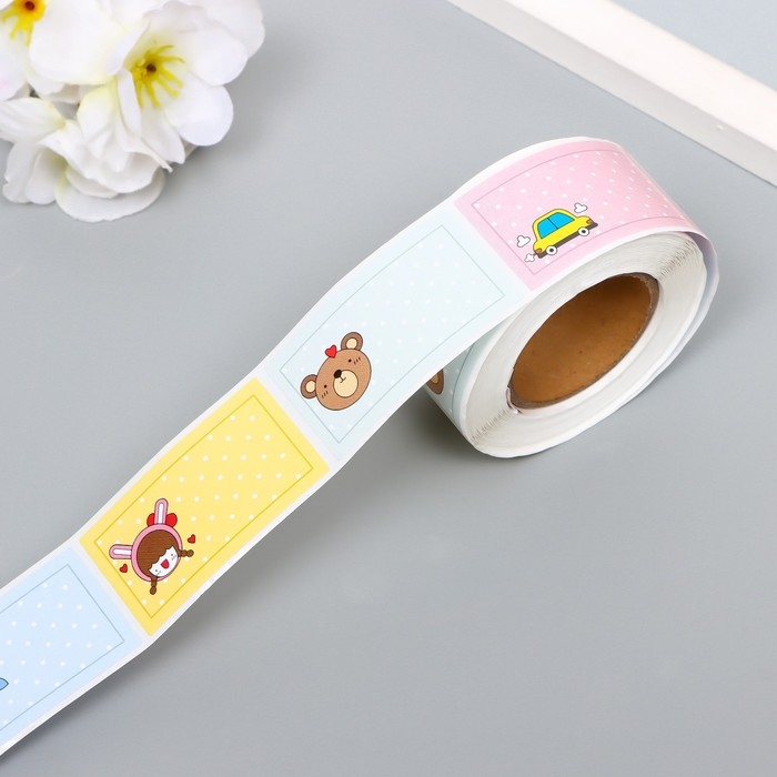 Наклейка бумага Наклейка бумага "Цветной фон для заметок" 4,5х2,5 см 250 шт в рулоне 3х6х6 см