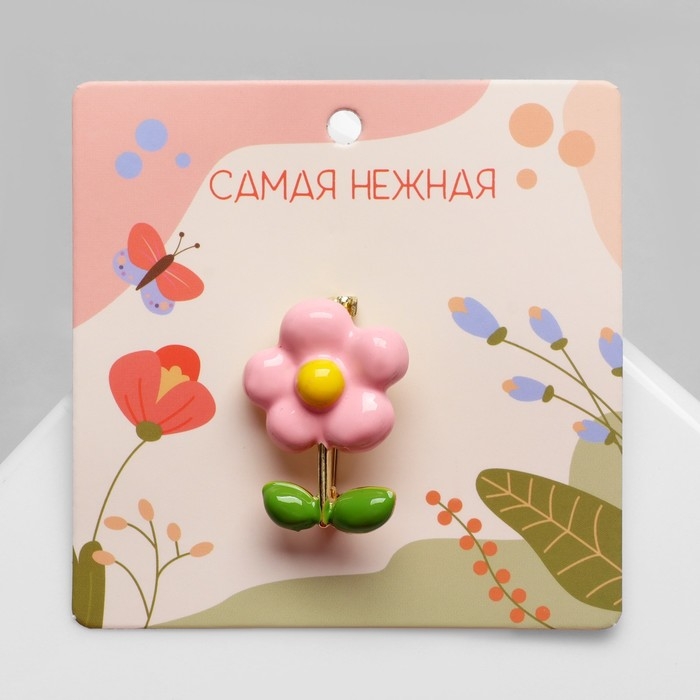 Брошь «Цветочек» простой, цветная в золоте Брошь «Цветочек» простой, цветная в золоте