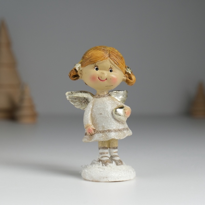 Сувенир полистоун Сувенир полистоун "Ангелочек с хвостиками, в сером платьице" МИКС 4,5х3,5х8,5 см
