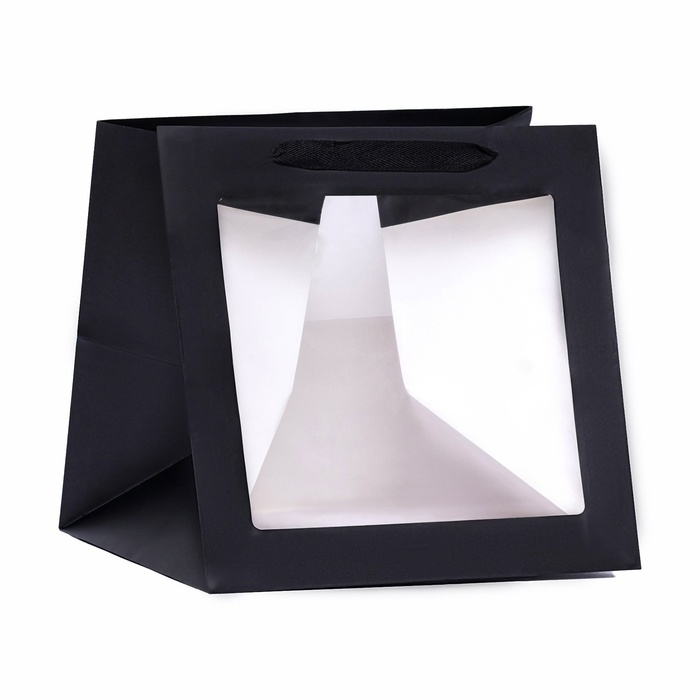 Пакет подарочный, крафт, с окном, «Черный», 30 х 30 х 30 см Пакет подарочный, крафт, с окном, «Черный», 30 х 30 х 30 см