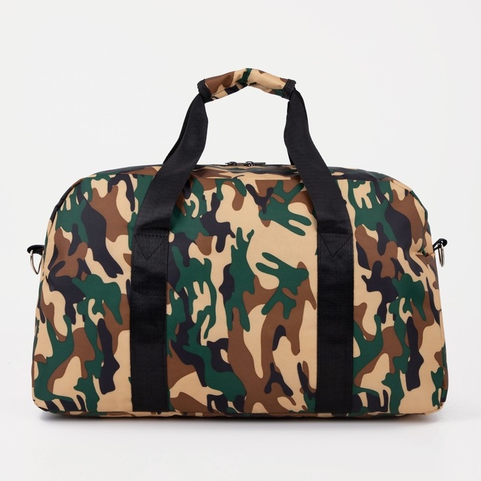 Сумка дорожная на молнии, наружный карман, цвет мультикам/коричневый Сумка дорожная на молнии, наружный карман, цвет мультикам/коричневый