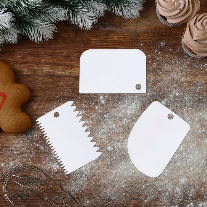 Новый год. Набор кондитерских шпателей «Рождество» 11.5×8 см, 11.2×6.5 см, 10×7 см, 3 шт Новый год. Набор кондитерских шпателей «Рождество» 11.5×8 см, 11.2×6.5 см, 10×7 см, 3 шт