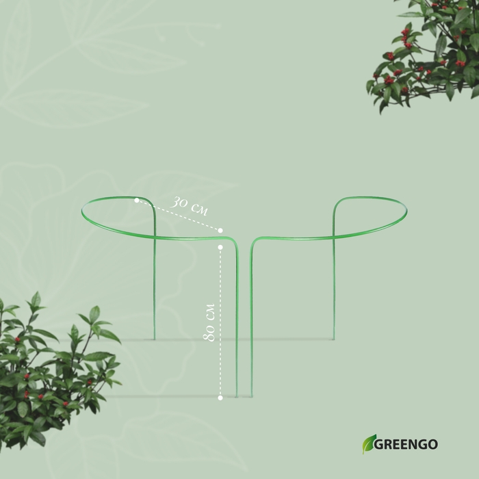 Кустодержатель, d = 30 см, h = 80 см, ножка d = 0,3 см, металл, набор 2 шт., зелёный, Greengo Кустодержатель, d = 30 см, h = 80 см, ножка d = 0,3 см, металл, набор 2 шт., зелёный, Greengo