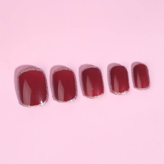 Накладные ногти «Wine», 12 шт, с клеевыми пластинами, форма мягкий квадрат, цвет бордовый/серебристый Накладные ногти «Wine», 12 шт, с клеевыми пластинами, форма мягкий квадрат, цвет бордовый/серебристый