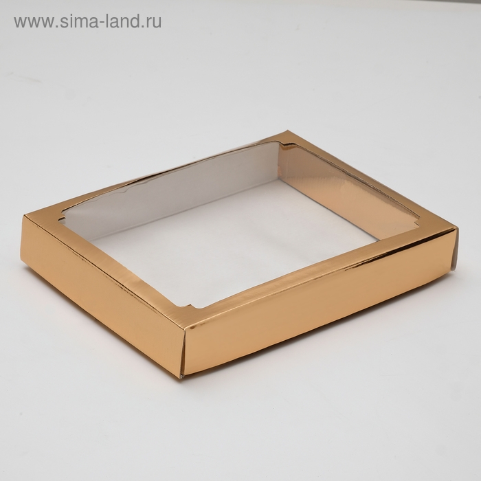 Коробка сборная, крышка-дно, с окном, золотая, 26 х 21 х 4 см Коробка сборная, крышка-дно, с окном, золотая, 26 х 21 х 4 см