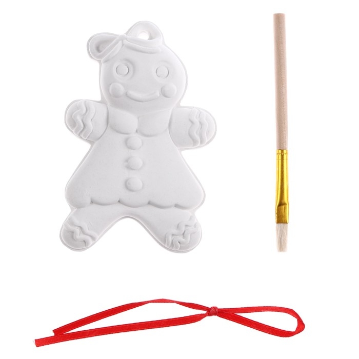 Новый год! Ёлочное украшение под раскраску «Печенька» с подвесом, кисть