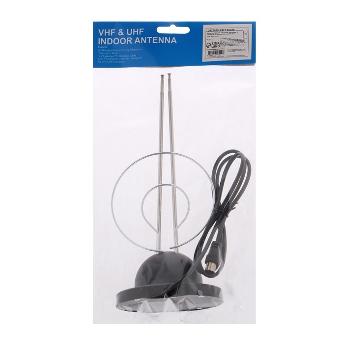 Антенна цифровая, комнатная, пассивная, 3 секции, 60 см, на подставке, кабель 1 м Антенна цифровая, комнатная, пассивная, 3 секции, 60 см, на подставке, кабель 1 м