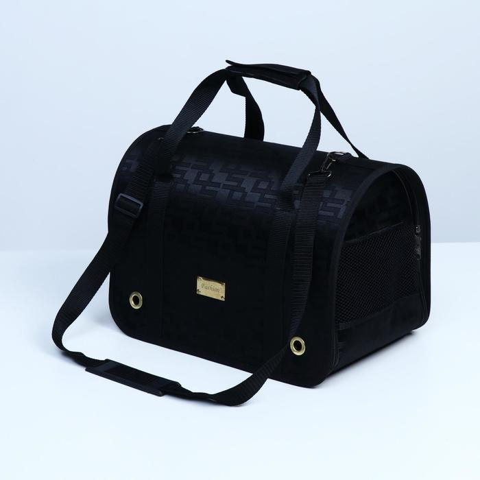 Сумка - переноска для животных  Сумка - переноска для животных "Люкс", ПВХ, жаккард, 40 х 25 х 26, чёрная