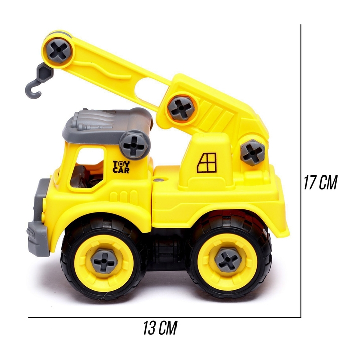 Конструктор винтовой «Машина с краном», с отвёрткой, 26 деталей Конструктор винтовой «Машина с краном», с отвёрткой, 26 деталей