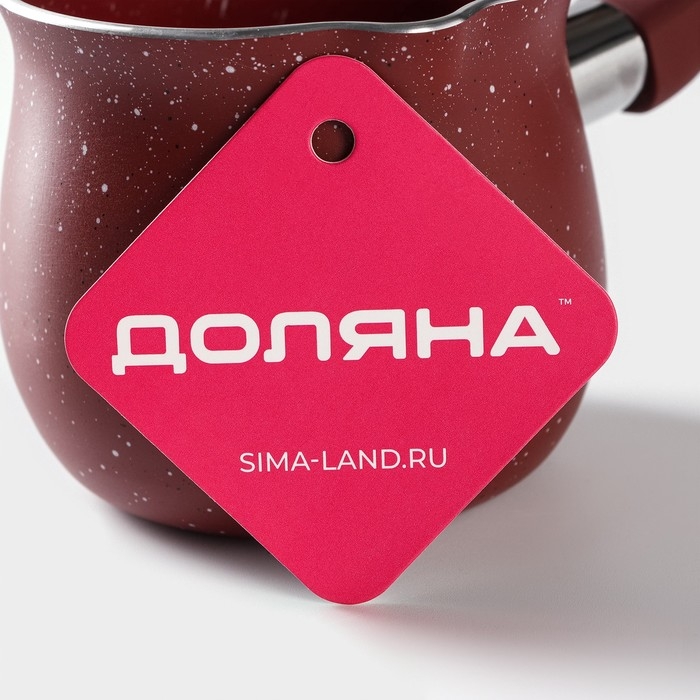 Турка Доляна «Бордо», 450 мл, пластиковая ручка, антипригарное покрытие, цвет бордовый Турка Доляна «Бордо», 450 мл, пластиковая ручка, антипригарное покрытие, цвет бордовый
