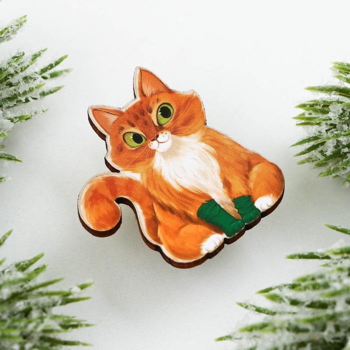 Значок новогодний в коробочке «Кот» 3 х 3,3 см Значок новогодний в коробочке «Кот» 3 х 3,3 см