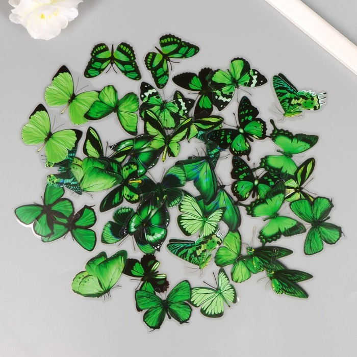 Наклейки PVC Наклейки PVC "Зелёные бабочки" набор 40 шт 8х7 см