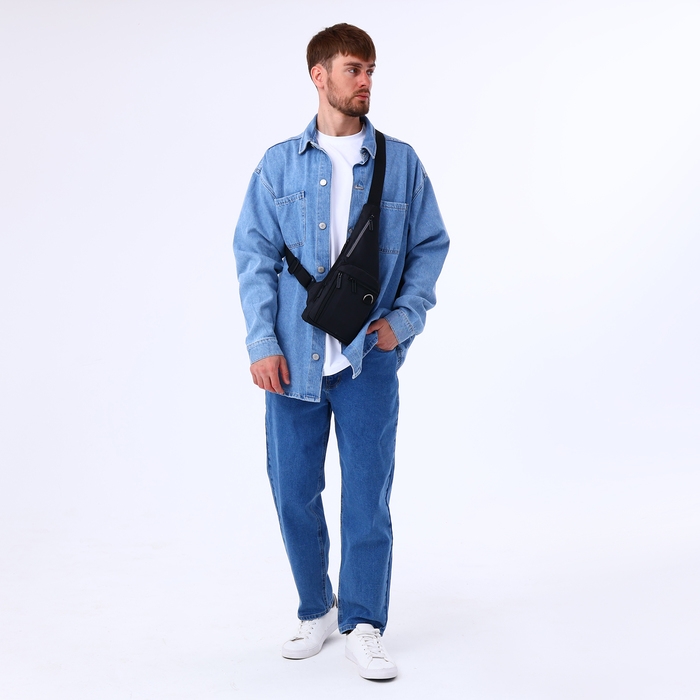 Сумка-слинг мужская из текстиля, цвет чёрный Сумка-слинг мужская из текстиля, цвет чёрный