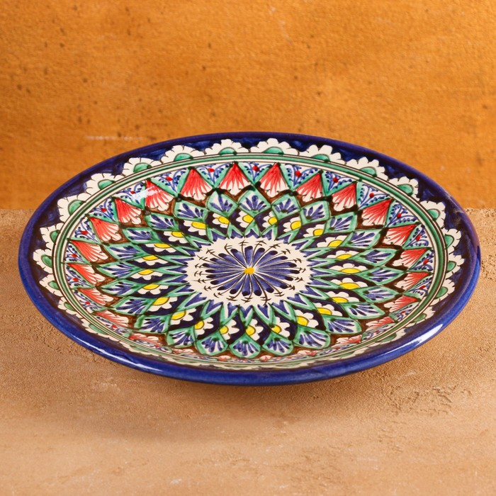 Тарелка Риштанская Керамика Тарелка Риштанская Керамика "Узоры", 22 см, синяя
