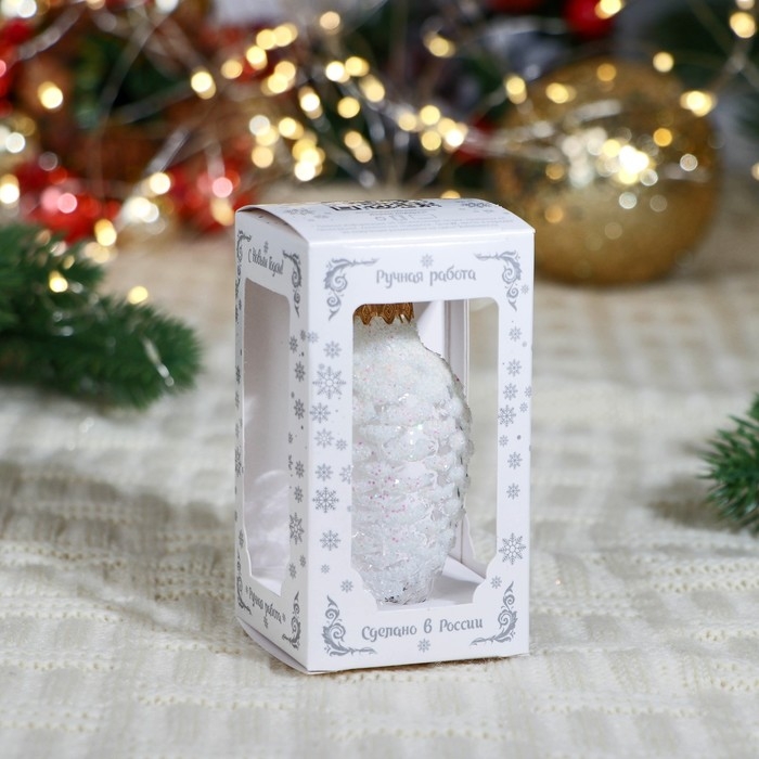 Ёлочное украшение Ёлочное украшение "Шишка в снегу" микс, в подарочной упаковке, h-8см