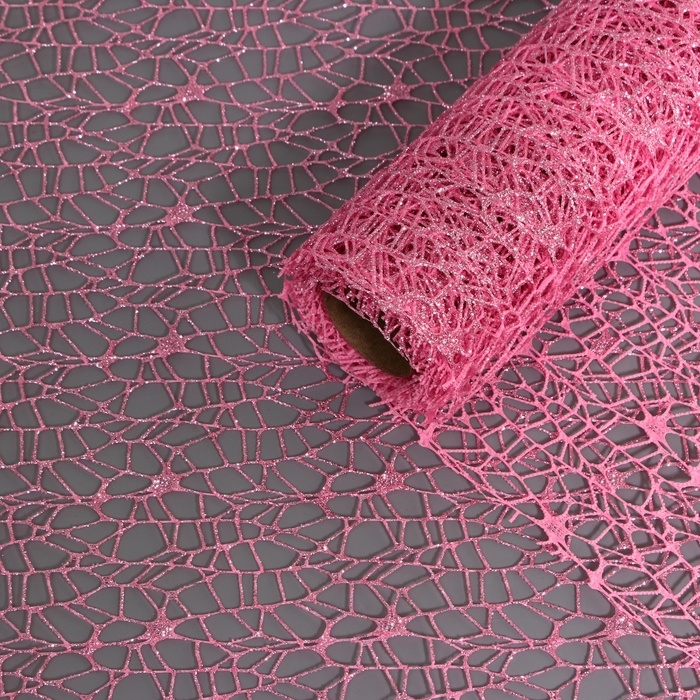 Упаковка для цветов  Упаковка для цветов "Паутинка с глиттером" розовая, 48 см х 4,5 м