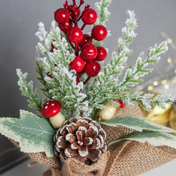 Декор  Декор "Яркий праздник, в мешочке" грибочки ягодки, 21х8 см