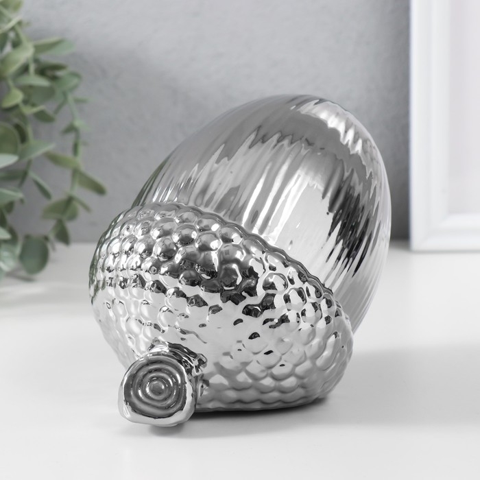 Сувенир керамика  Сувенир керамика "Жёлудь" серебро 14х11х11,5 см