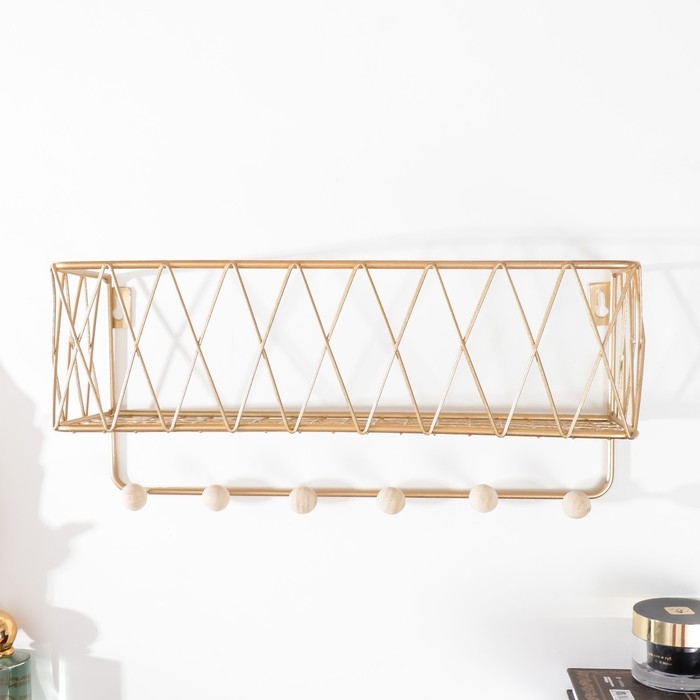 Крючки декоративные металл Крючки декоративные металл "Сеть" золото 15,5х12х35 см