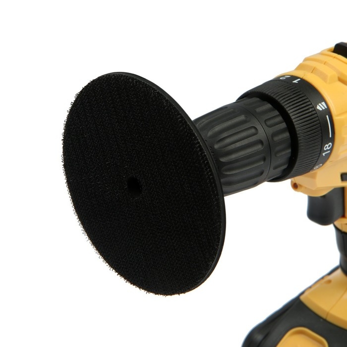 Насадка с липучкой для дрели и УШМ ТУНДРА, толстый резиновый диск, М14, с адаптером, 100 мм Насадка с липучкой для дрели и УШМ ТУНДРА, толстый резиновый диск, М14, с адаптером, 100 мм