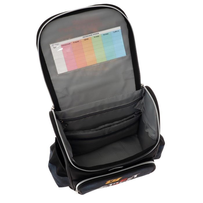 Ранец школьный Стандарт, 34 х 27 х 20 см, Attomex Lite Street Race, чёрный, синий Ранец школьный Стандарт, 34 х 27 х 20 см, Attomex Lite Street Race, чёрный, синий