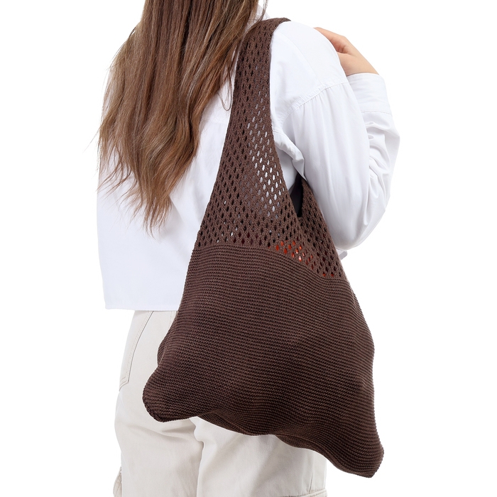 Авоська 38 х 62 см, ручка 22 см, клетка 0.5 см, коричневая Авоська 38 х 62 см, ручка 22 см, клетка 0.5 см, коричневая