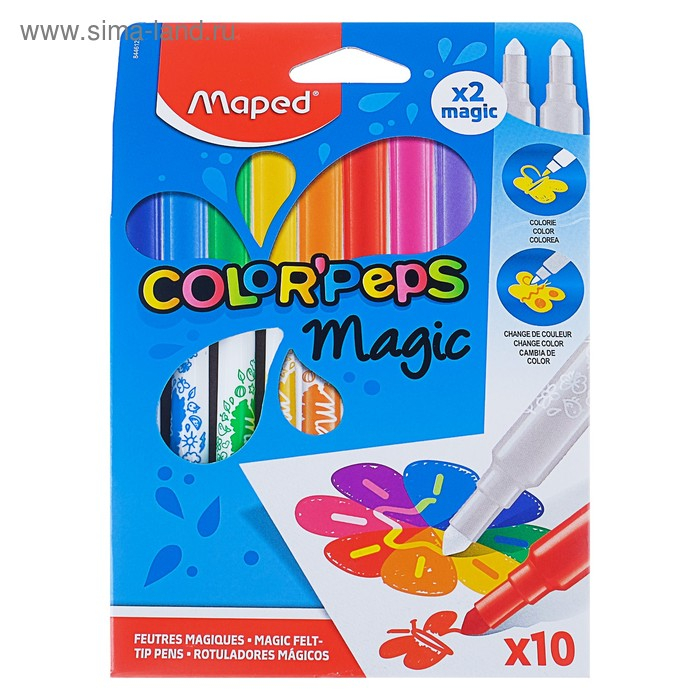Фломастеры 10 цветов, Maped Color Peps MAGIC, меняющие цвет Фломастеры 10 цветов, Maped Color Peps MAGIC, меняющие цвет