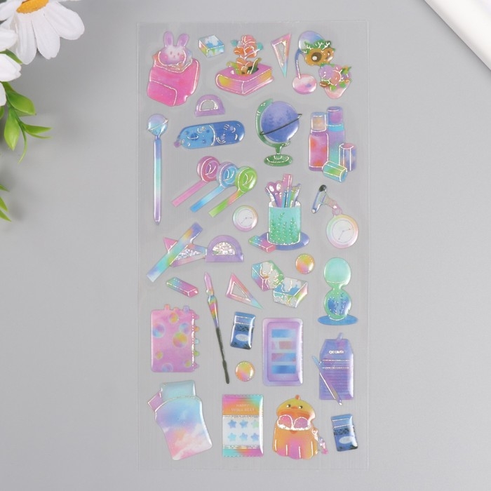 Наклейки для творчества пластик Наклейки для творчества пластик "Школьные принадлежности" 9,3х20,4 см