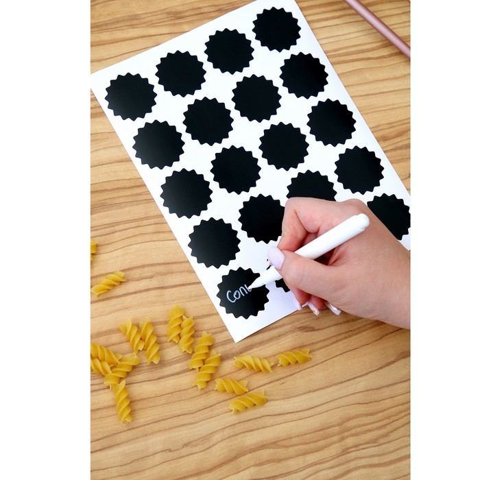 Наклейки водонепроницаемые, набор листов 5 шт., меловой маркер, диаметр 1 наклейки — 38 мм Наклейки водонепроницаемые, набор листов 5 шт., меловой маркер, диаметр 1 наклейки — 38 мм