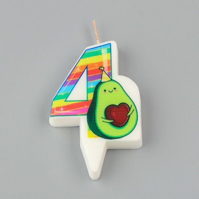 Свеча в торт  Свеча в торт "Авокадо", цифра 4, 6,5 см
