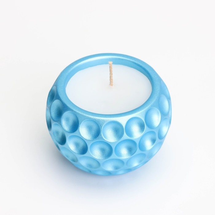 Свеча  Свеча "Шар в точку" в подсвечнике из гипса,  8х6см, голубой