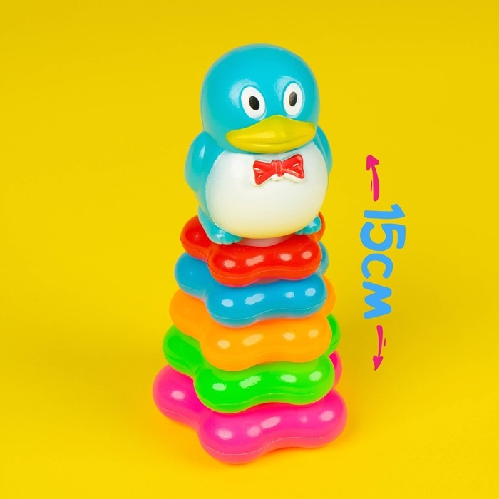 Пирамида «Пингвин на цветке», 5 колец Пирамида «Пингвин на цветке», 5 колец