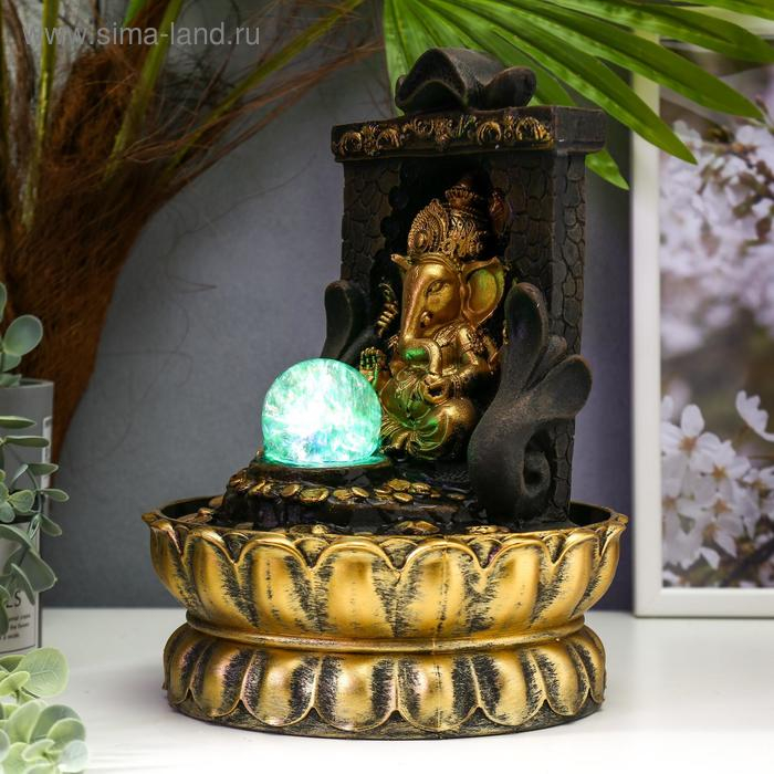 Фонтан настольный от сети, подсветка "Ганеша у арки" 28х20,5х20,5 см