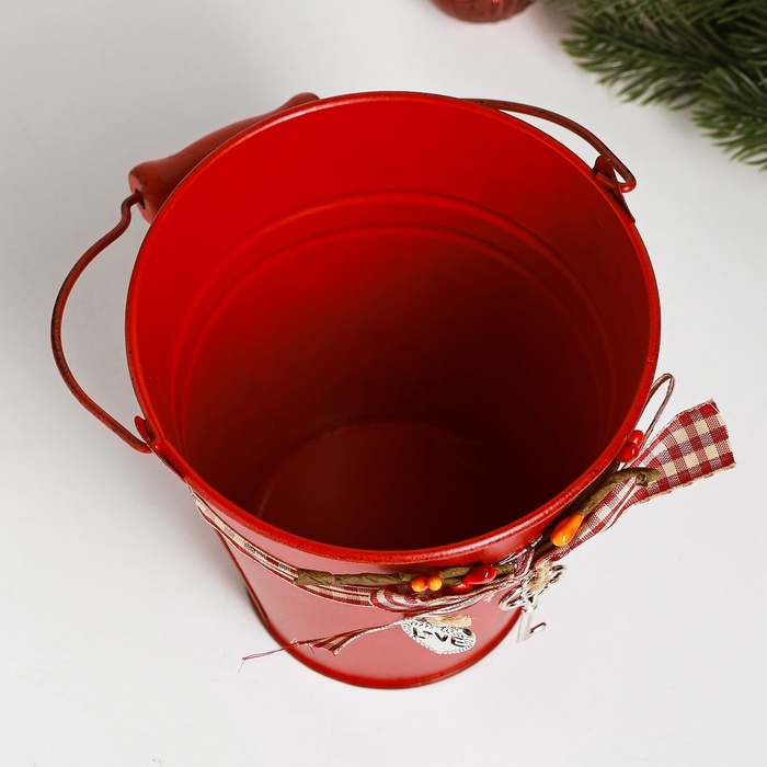Кашпо Кашпо "Ведерко Рустад" красное, 12х12х13см