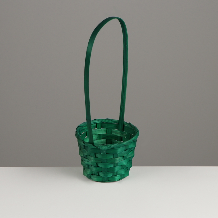 Корзина плетёная, D13 x H9.5/28см , бамбук, зеленый Корзина плетёная, D13 x H9.5/28см , бамбук, зеленый