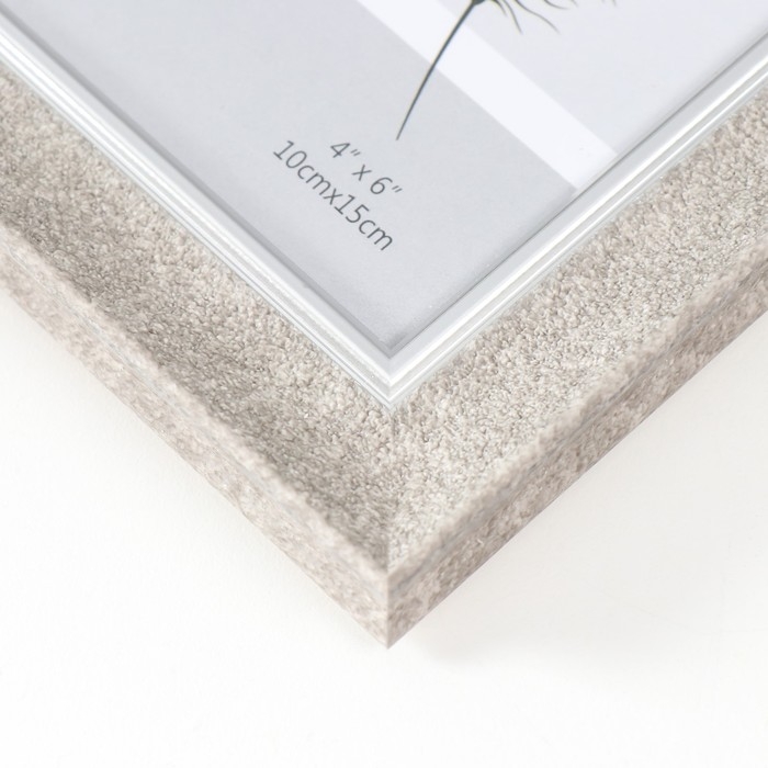 Фоторамка пластик 10х15 см Фоторамка пластик 10х15 см "Серая мраморная крошка" серебристая обводка 19х14 см
