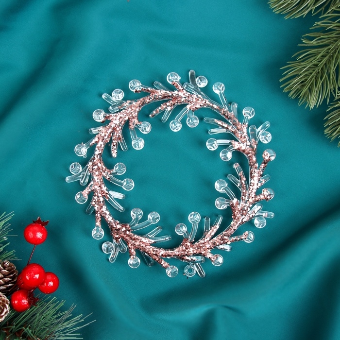 Украшение ёлочное Украшение ёлочное "Венок сияние" 14х14 см, прозрачно-розовый